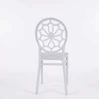Chaise de jardin commerciale empilable en plastique PP, capacité 150 kg, dossier flocon de neige, finition mate, idéale pour hôtels, restaurants, villas et mariages