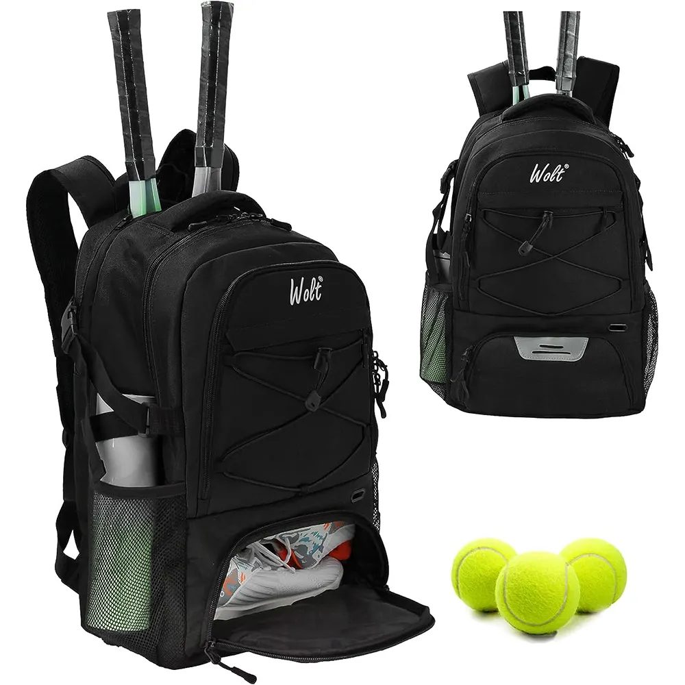 Sac à dos de tennis pour hommes femmes grand sac de raquette de tennis avec compartiment à chaussures ventilé peut contenir 2 raquettes