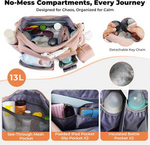 Borsa fasciatoio personalizzata 2-in-1: Borsa a tracolla per passeggino e borsa da mamma, 13L, leggera, da viaggio, per neonati, lavoro, pendolarismo, palestra - Product Image 3