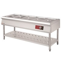 Buffet de cuisine pour restaurant Chauffe-plats Bain-marie Table à vapeur américaine personnalisée en acier inoxydable avec étagère en verre pour éternuements