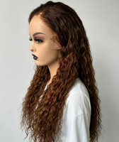 Perruques Lace Front HD transparentes en cheveux humains, couleur Ombré Bourgogne, haute densité, cheveux humains bruts originaux, en stock usine