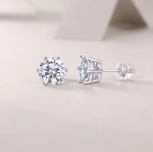 Pendientes de tuerca de moissanita 2CT 2026ZP de plata de ley 925, regalo de cumpleaños, joyería de fiesta, accesorio de moda para mujer - Product Image 4