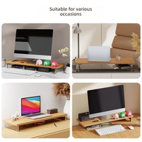 Support d'écran en bois avec support en acrylique, support de bureau ergonomique, étagère pour écran d'ordinateur, organisateur moderne pour le bureau
