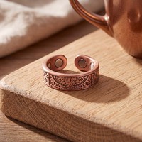 Cincin Tembaga Magnetik 99,9% Murni yang Dapat Disesuaikan dengan Pola Pohon Kehidupan Celtic untuk Kesehatan