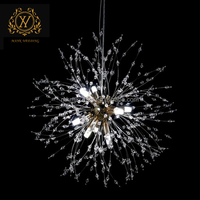Luminaire moderne Boule de fleurs de luxe Lustre à lumière blanche Créatif en forme de pissenlit Décoratif doré Plafonnier de mariage Décor