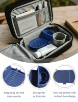 Support à Savon en Silicone à Séchage Rapide avec Compartiment de Rangement, Antidérapant, pour Évier de Salle de Bain et Cuisine