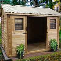 Colonne de douche extérieure autoportante Torrent Cedar avec cadre rectangulaire pour hôtels et patios