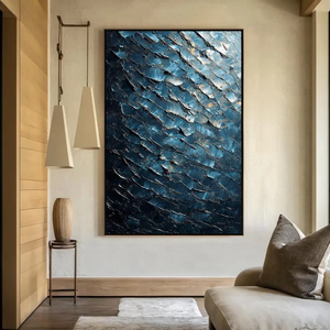 <span class=keywords><strong>Art</strong></span> abstrait sur toile verte Wabi-Sabi fait à la main avec texture 3D en acrylique - Product Image 1
