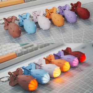 3D 인쇄 원자 폭탄 키체인-멀티 컬러 LED가 있는 회전하는 빛나는 탄두, 멋진 공상 과학 가제트 선물 - Product Image 2