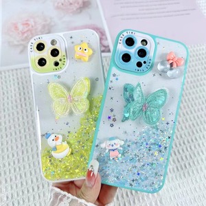 Bướm long lanh <span class=keywords><strong>3D</strong></span> bảo vệ chống sốc thả Epoxy mới trở lại Phụ kiện TPU máy ảnh đầy đủ Bling in chống điện thoại di động trường hợp - Product Image 1