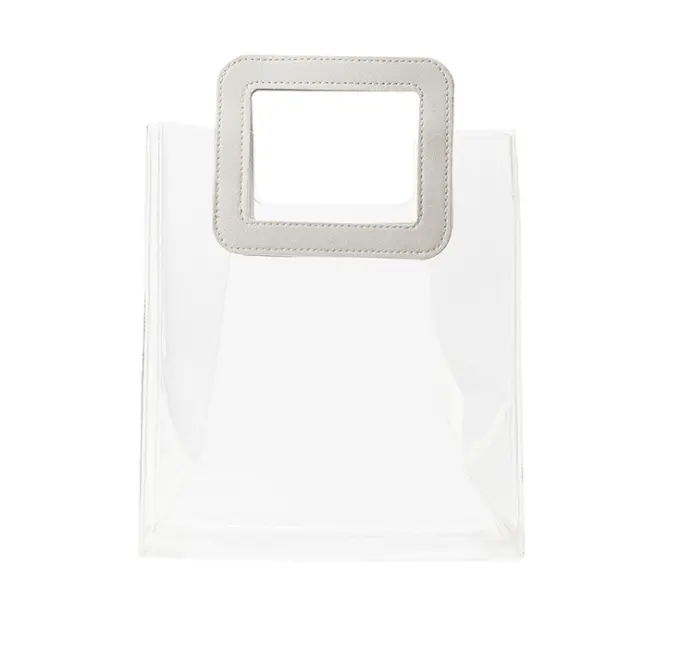 pvc shopping tote bag,custom logo transparent clear PVC tote shopping bag waterproof reusable small pvc shopping tote bags