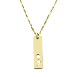 Collier barre semi-colon, bijoux de sensibilisation à la santé mentale, cadeau inspirant de force pour <span class=keywords><strong>les</strong></span> survivants du cancer - Product Image 1