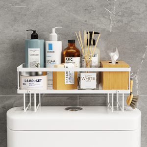 Support d'<span class=keywords><strong>angle</strong></span> en fer à 2 niveaux organisateurs de salle de bain sur le rangement des toilettes organisateur d'étagère serviette, crochet, étagère de douche <span class=keywords><strong>pour</strong></span> toilettes - Product Image 5