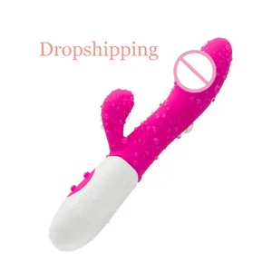 Dropshipping 30 velocità Dual Rabbit Dildos Silicone Consolador Vibradores femmina G Spot stimolatore Dildo Vibradores per le donne