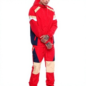 Chaqueta Cortavientos para Hombre, Color Rojo, Diseño Simple con Bloques de Color, Capucha, Manga Larga, Transpirable, Spandex/Poliéster, Ropa de Invierno, Corte Regular - Product Image 2