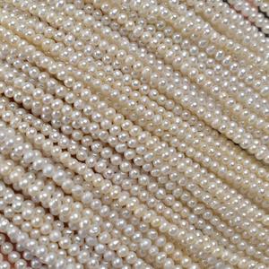Collier de perles d'eau douce naturelles blanches de 3 à 3,5 mm, semi-finies, pour la fabrication de bijoux faits main, perles en vrac - Product Image 4