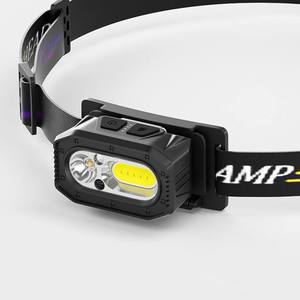 Lampe frontale LED rechargeable par USB, capteur de mouvement, double lumière COB LED, phare ultra lumineux avec affichage de la puissance, pour le camping, la pêche, la course à pied - Product Image 2