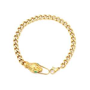 Conjunto de Collar y Pulsera con Cabeza de Serpiente, 45cm y 18cm, Chapado en Oro con Circonio Verde, para Fiestas, Joyería de Moda - Product Image 5