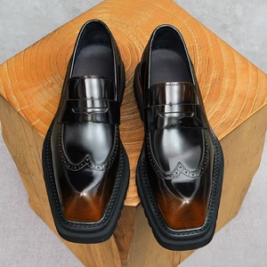 Chaussures Oxford en cuir de vache véritable pour hommes, chaussures plates à lacets pour le bureau, confortables, semelle extérieure en caoutchouc antidérapante - Product Image 1