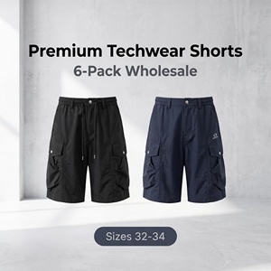 Shorts cargo mi-longs pour hommes, style urbain, lot de 6 tailles mixtes <span class=keywords><strong>32</strong></span>-<span class=keywords><strong>34</strong></span>, séchage rapide, multi-poches, style techwear, pantalon décontracté ample d'été, prêt à expédier - Product Image 1