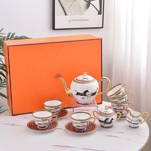 High Quality Royal Luxury Coffee <b>Cup</b> <b>Sets</b> Gold Rim Hotel Reception 15-pcs <b>Set</b> Coffee <b>Cup</b> and Saucer - Product Image 2