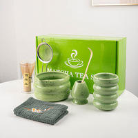 En stock, outils traditionnels de la cérémonie du matcha, 7 pièces, bol en céramique confortable avec bec verseur, thé matcha avec tasse, ensemble cadeau
