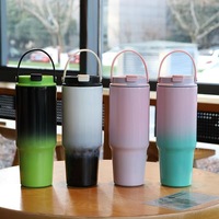 Botellas de agua para viaje de 20oz y 30oz, tazas de café personalizables con logo, vasos térmicos reutilizables con tapa abatible y asa.