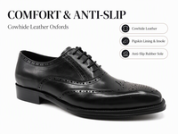 Chaussures Richelieu en cuir véritable noir pour hommes, à lacets, bout rond, anti-odeur, décontractées, pour le bureau, les affaires, les soirées