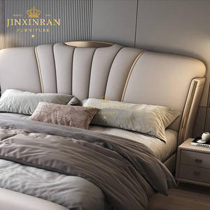 Modern Slaapkamermeubilair Kingsize Knoop Getuft Hoog Hoofdeinde Gestoffeerd Wit Lederen Zijlift Poef Opbergbed - Product Image 2