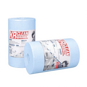 Krclean Blue Plain Style Paper Round <b>Kitchen</b> Wipes <b>Roll</b> Multi-Purpose Absorbent Cleaning Cloths <b>Bulk</b> Wholesale Direct Factory - Product Image 1