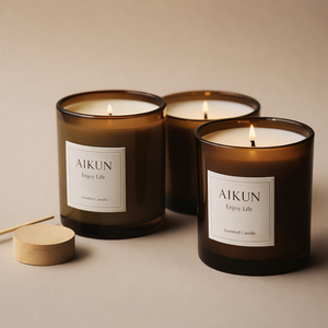 AIKUN Custom Clear Heavy Base Minimalist Scented Candle Glass Container Holder for Hotel Room Fragrance Wholesale - Product Image 6