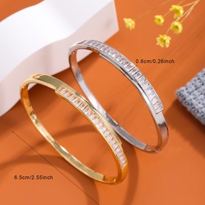 Starry Sky Zircon <b>Bangle</b> <b>Bracelet</b> Gold <b>Silver</b> Channel Setting Women's Jewelry Gift Geometric Fashion Minimalist Design - Product Image 2