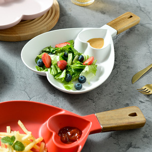 Assiette de pâtes à salade en céramique avec sauce soja au vinaigre bol de ketchup wasabi et plateau de service de <span class=keywords><strong>restaurant</strong></span> à manche en <span class=keywords><strong>bois</strong></span> - Product Image 6