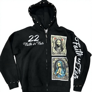 เสื้อฮู้ดซิปผู้ชายแบบสั่งทำพิเศษ ผ้าฝ้าย 100% สำหรับฤดูหนาว ทรงโอเวอร์ไซส์ ระบายอากาศได้ดีและกันลม - Product Image 1