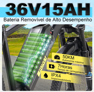 Vélo électrique pliable à suspension avant 7 vitesses, frein à disque, 450W MAX, autonomie 50KM, pneus pneumatiques, acier au carbone intégré, 7 heures d'autonomie - Product Image 3