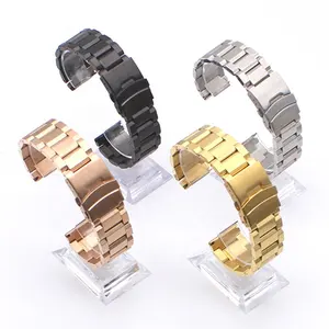 LAIHE Banda de Reloj de Acero Bracelet montre en acier inoxydable en or rose pour hommes et femmes