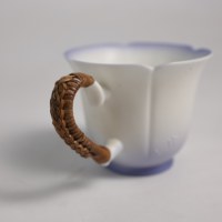 Tasse à café créative en céramique avec poignée latérale, bordure en forme de cœur, glaçure dégradée bleue, série Xi Wu, réutilisable, écologique, cadeau promotionnel