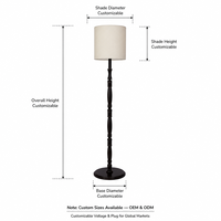 Lampadaire Classique en Bois Massif avec Abat-jour en Tissu, Compatible LED E27, Lampe de Lecture Vintage pour Salon, Chambre, Hôtel, OEM ODM