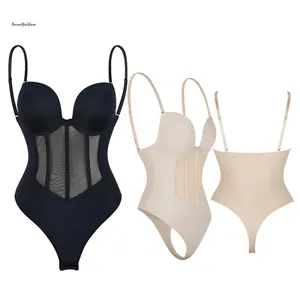 Sexy lingerie 5 plastic bones Backless Body Shaper Bra With Cup Compression Bodies Belly Sheath bodysuit S to 3XL