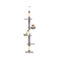 Arbre à chat mural Bonnie moderne de luxe écologique de 120 cm avec poteau à gratter en sisal et lit, emballé en carton pour chats d'intérieur