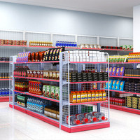 Étagères gondoles double face personnalisées pour magasins de détail, rayonnages et étagères métalliques légers pour supermarchés