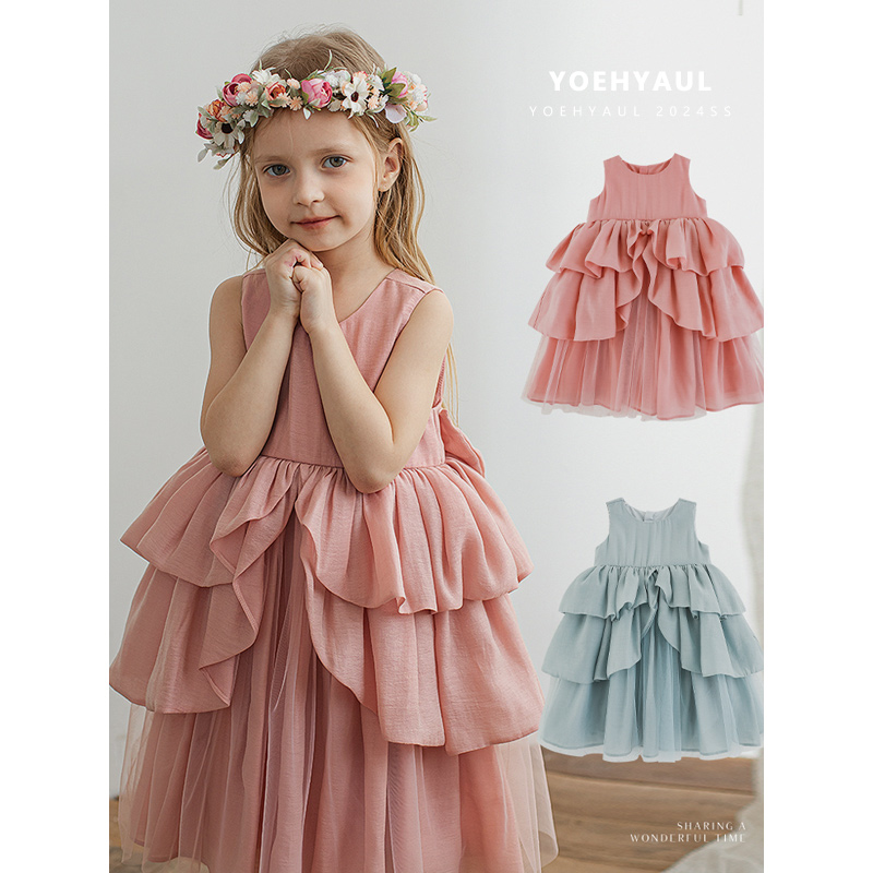 YOEHYAUL Luxus Lyocell Boutique-Kleid Mädchenkleidung 1 Jahr Blume Geburtstag formelles Kleid für Kinder Prinzessin Party Kleid Tülle