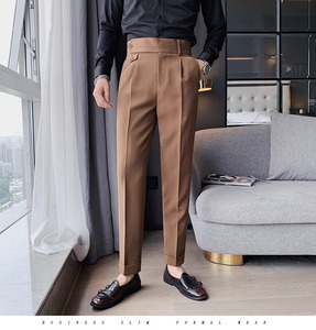 TONGYANG <span class=keywords><strong>Pantaloni</strong></span> da Uomo a Matita Eleganti da Ufficio Modello Business con Pinces, alla Moda, Vita Alta, Vestibilità Slim, Stile Vintage - Product Image 5