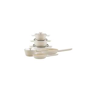 Set di pentole in alluminio antiaderente in 6 pezzi, fornello a induzione nero grigio rosa Beige, adatto alla cottura per friggere e Wok - Product Image 5