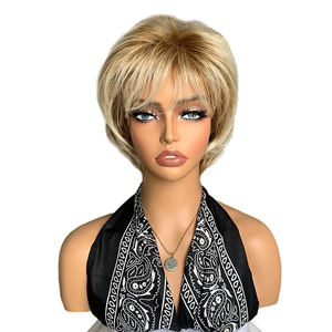 วิกผมผู้<span class=keywords><strong>หญิง</strong></span>ราคาส่ง คุณภาพดี <span class=keywords><strong>ผม</strong></span>สั้นสีบลอนด์ผสมน้ำตาล <span class=keywords><strong>ฟู</strong></span> มีหน้าม้า สำหรับผู้หญิง <span class=keywords><strong>ผม</strong></span>สังเคราะห์ ใช้ได้ทุกวัน - Product Image 1