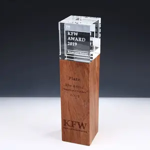 Massivholz-Trophäe Neue kreative Kristall-Trophäe Kostenlose Gravur Design Gravur Anpassung 3D-Gravur