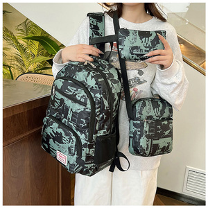 Panelled Large Capacity Laptop External Frame <b>Backpack</b> Physiological Curve Back Casual Zipper Waterproof Polyester - Product Image 3