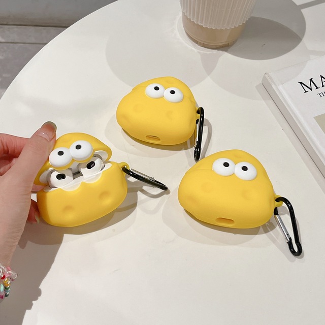 Custom Funny Cheese Bread Toast Cookie Silicon Protective Earphone Case for Airpods 4 Wireless Headphone Cover for Airpods Case