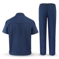 Combinaison de travail unisexe en denim de coton à manches courtes pour l'été, respirante, résistante à l'usure et anti-brûlure, idéale pour l'usine et le chantier