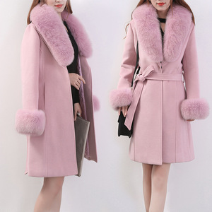 Veste d'hiver chaude de luxe pour femmes Jtfur, manteau en laine tendance pour femmes avec col en fourrure de <span class=keywords><strong>renard</strong></span> - Product Image 2